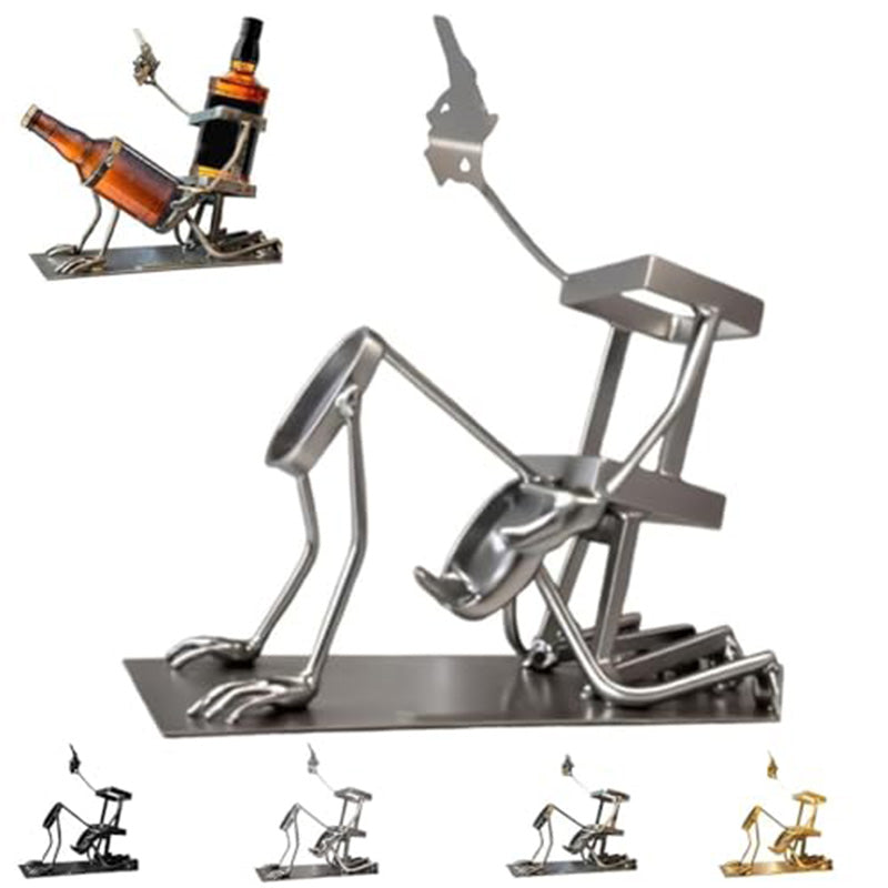 Skull 2-in-1 Metal Bottle Stand - Skeleton Wine & Bottle Holder from Mish Mash Market