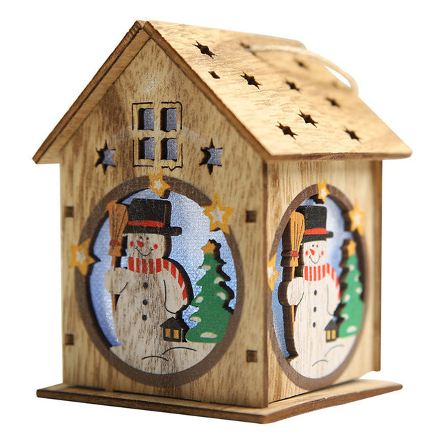 LED Lighted Wooden Christmas Village House Hanging Ornament