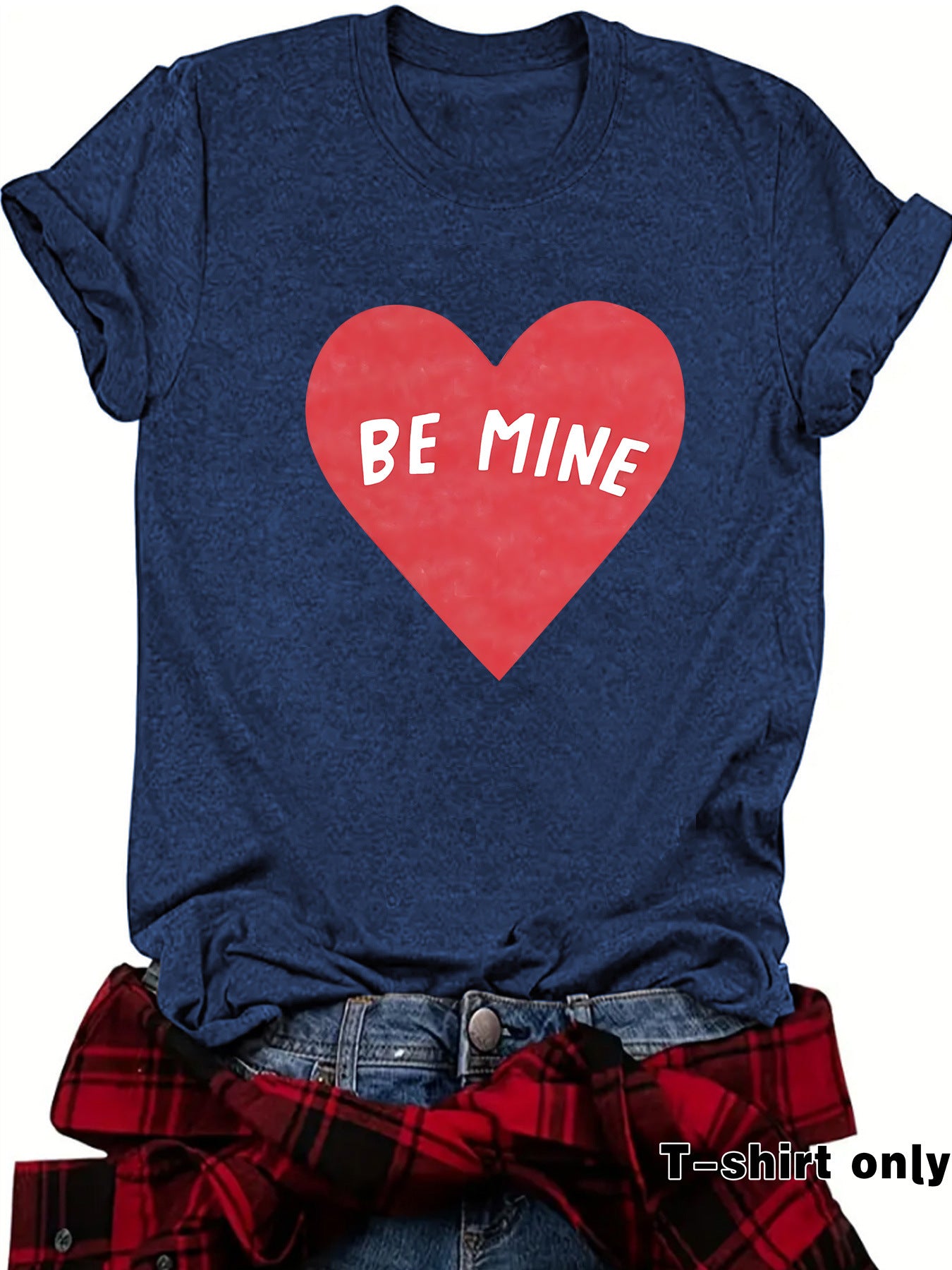 Love BE MINE Heart Graphic T-Shirt - Casual Short Sleeve Valentine's Tee from Mish Mash Market