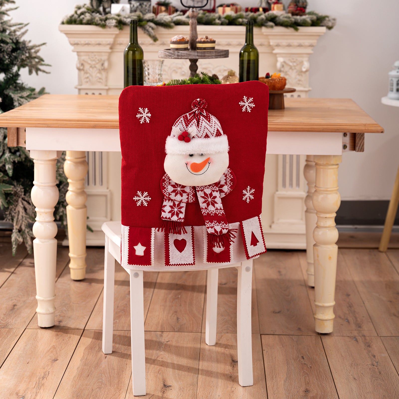 Christmas Fabric 3D Santa Claus Chair Cover with Head