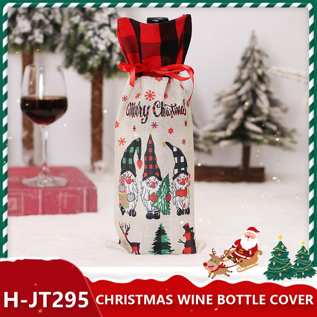 Festive Holiday Wine Bottle Gift Bags - Santa & Winter Themes from Mish Mash Market