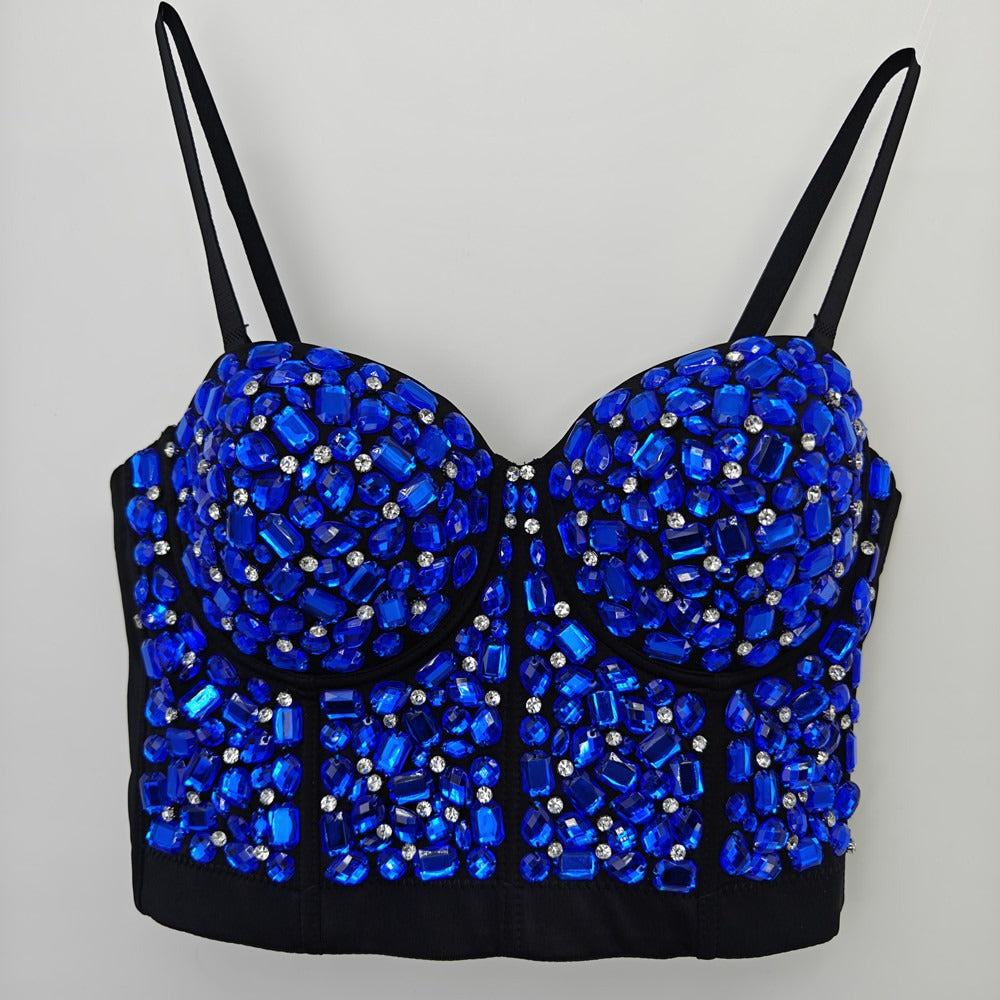 Rhinestone Embellished Bustier Top - Sparkly Carnival & Festival Bralette