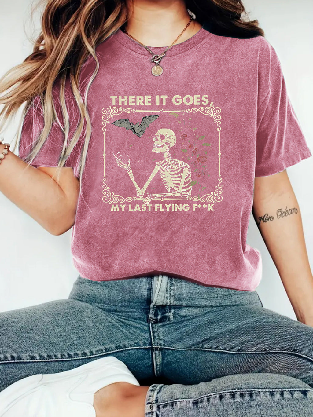 Halloween Skeleton Graphic Print Crewneck T-Shirt from Mish Mash Market