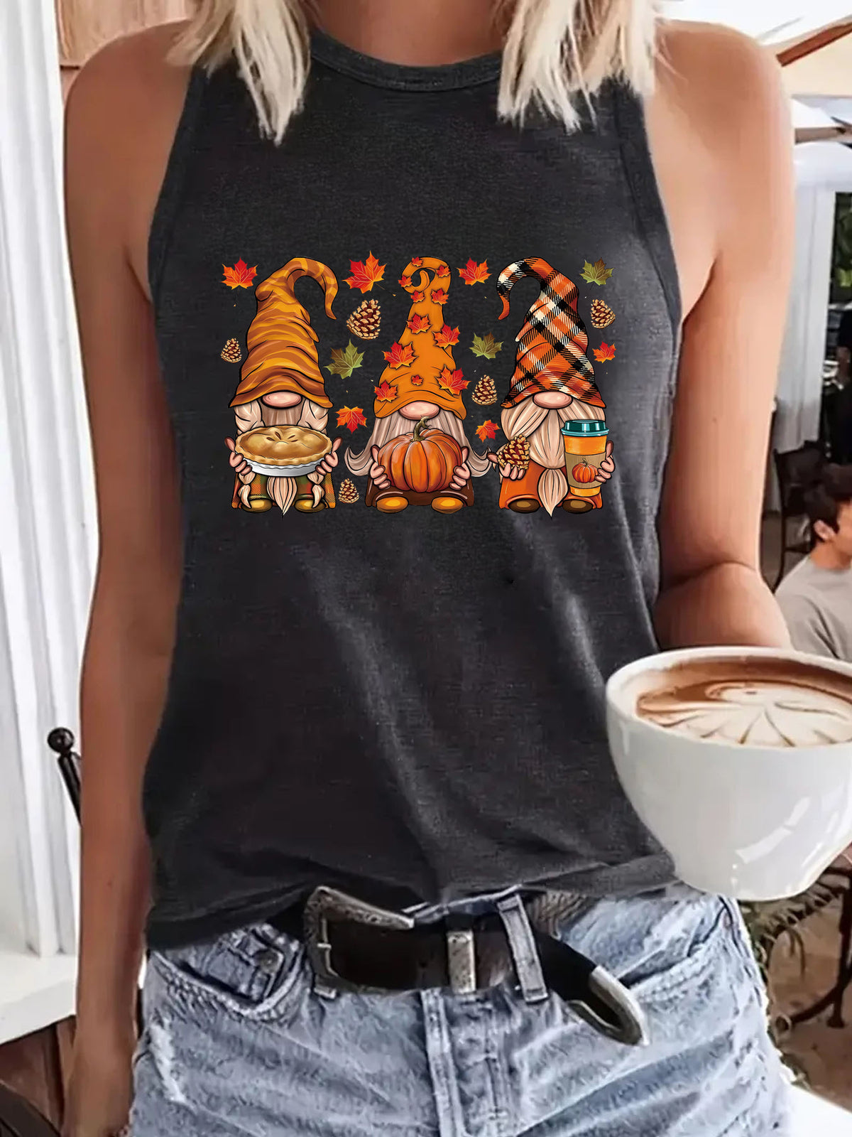 Fall Harvest Gnomes Printed Tank Top from Mish Mash Market