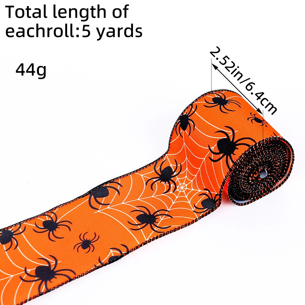 Halloween Spider & Bat Printed Ribbon - 2.5 Inch Wired Decoration Ribbon (5 Yards) from Mish Mash Market