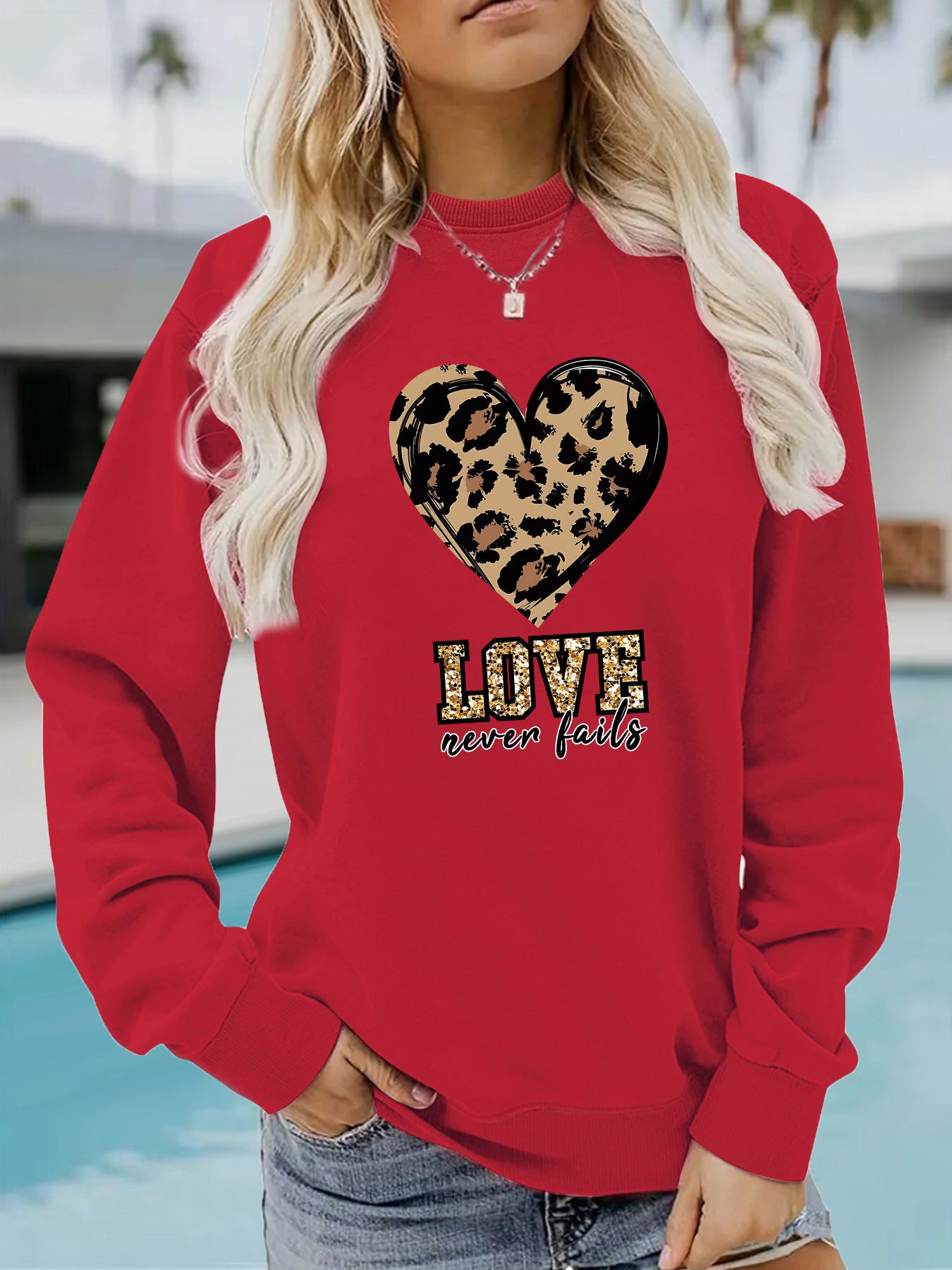 Love Never Fails Leopard Print Hoodie - Aesthetic Women’s Graphic Sweatshirt from Mish Mash Market