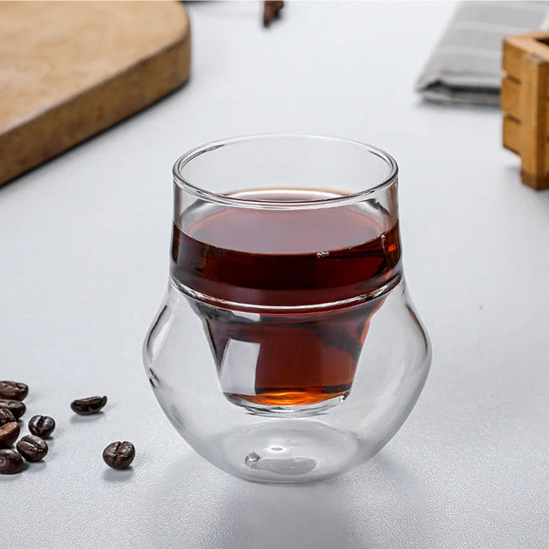 Double-Wall Insulated Glass Coffee Mug (4 oz) – Anti-Scalding Design from Mish Mash Market