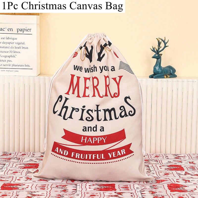Christmas Canvas Drawstring Gift Bag from Mish Mash Market