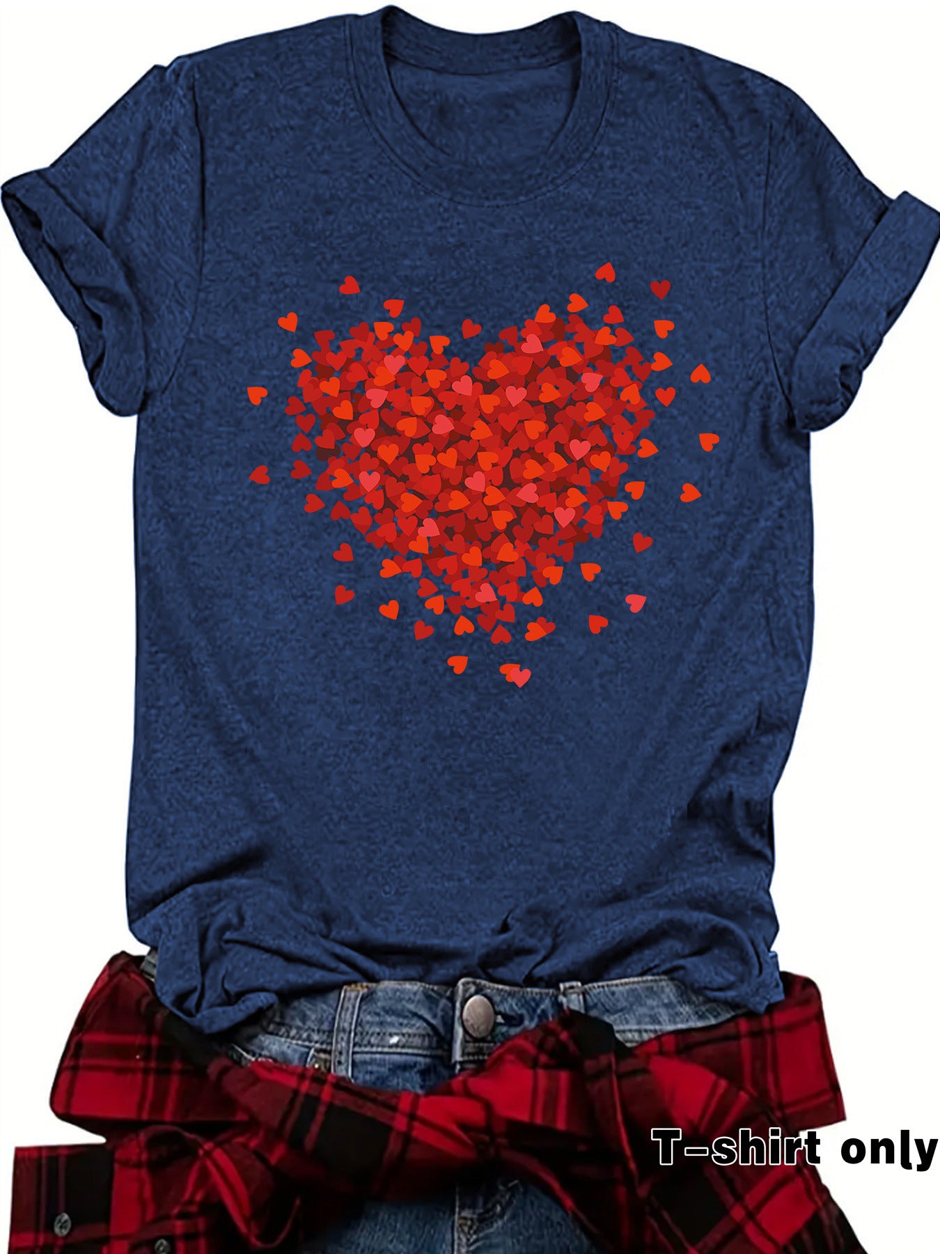 Women’s New Love Printed Short Sleeves – Casual Crew Neck Heart Graphic T-Shirt
