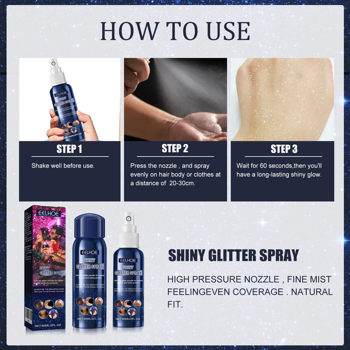 Glitter Spray, Halloween Brightening Makeup Night Club Party Clothing Highlights Skin Brightening Powder from Mish Mash Market