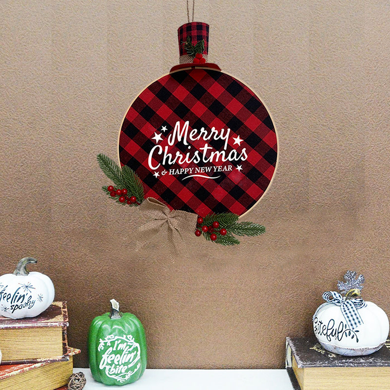 Red and Black Plaid Bamboo Christmas Wreath