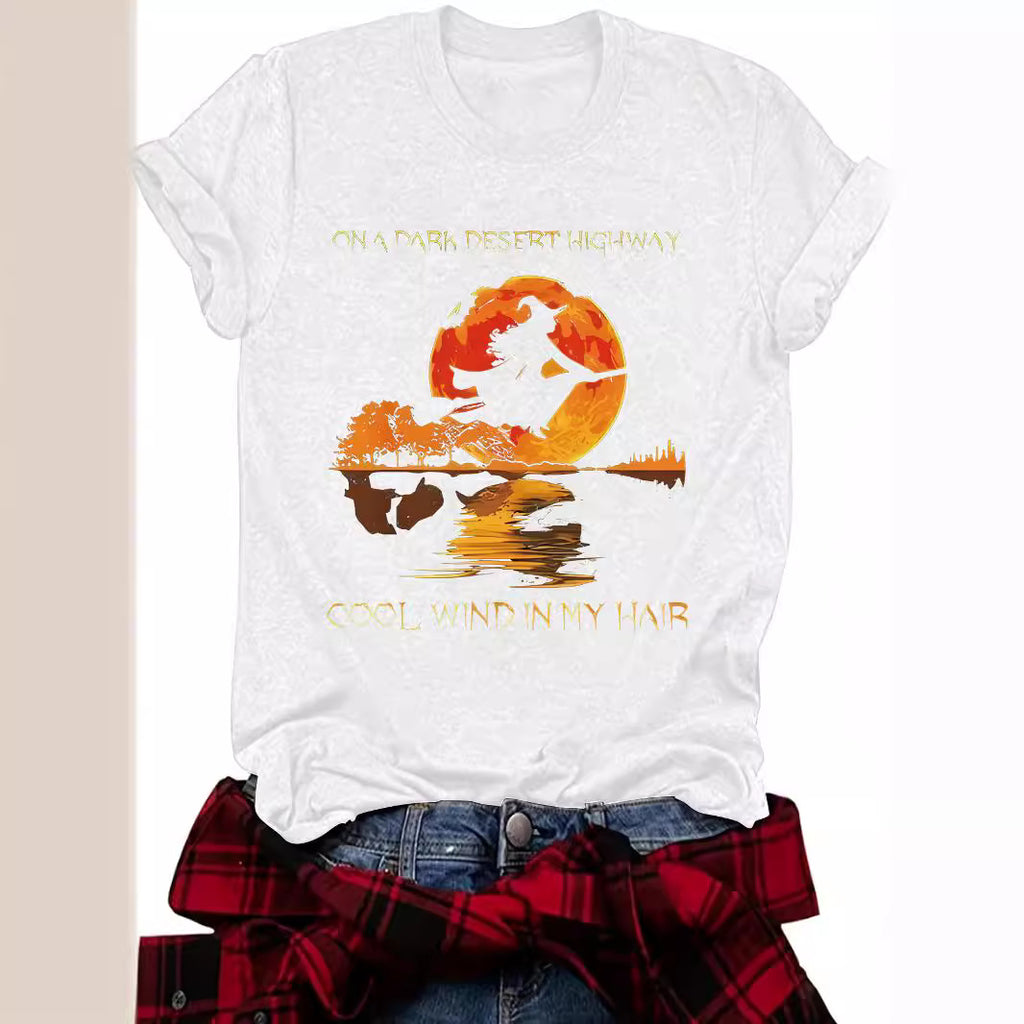 Halloween Witch Graphic T-Shirt - On A Dark Desert Highway from Mish Mash Market