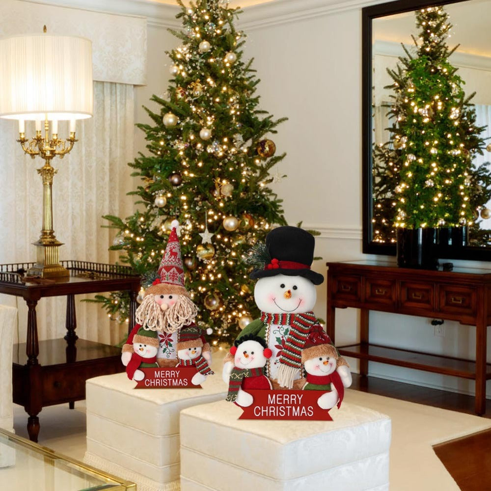 OurWarm Christmas Plush Santa and Snowman Family Tabletop Decor from Mish Mash Market