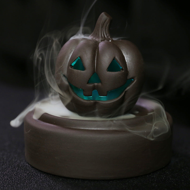 Creative Halloween Pumpkin Backflow Incense Burner with Glass Windshield from Mish Mash Market