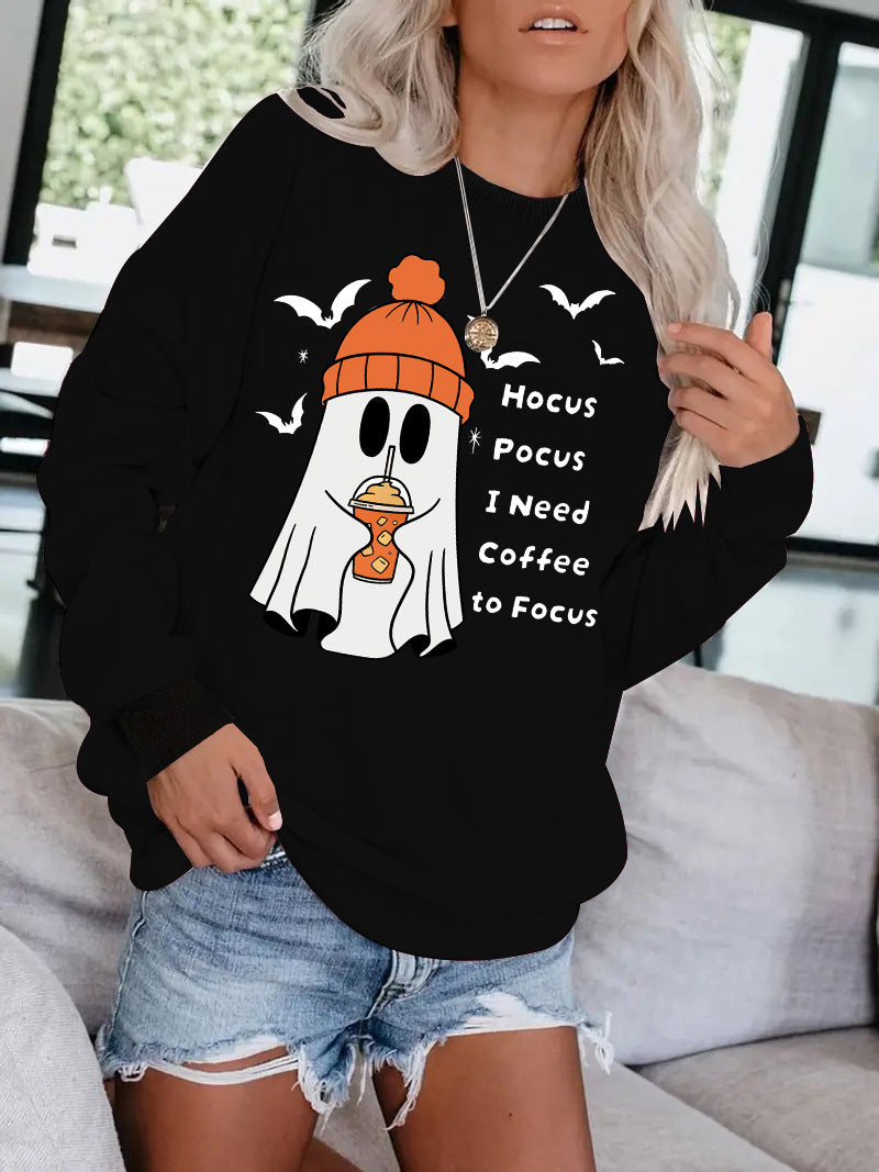 Halloween Ghost Hocus Pocus I Need Coffee to Focus Sweatshirt from Mish Mash Market