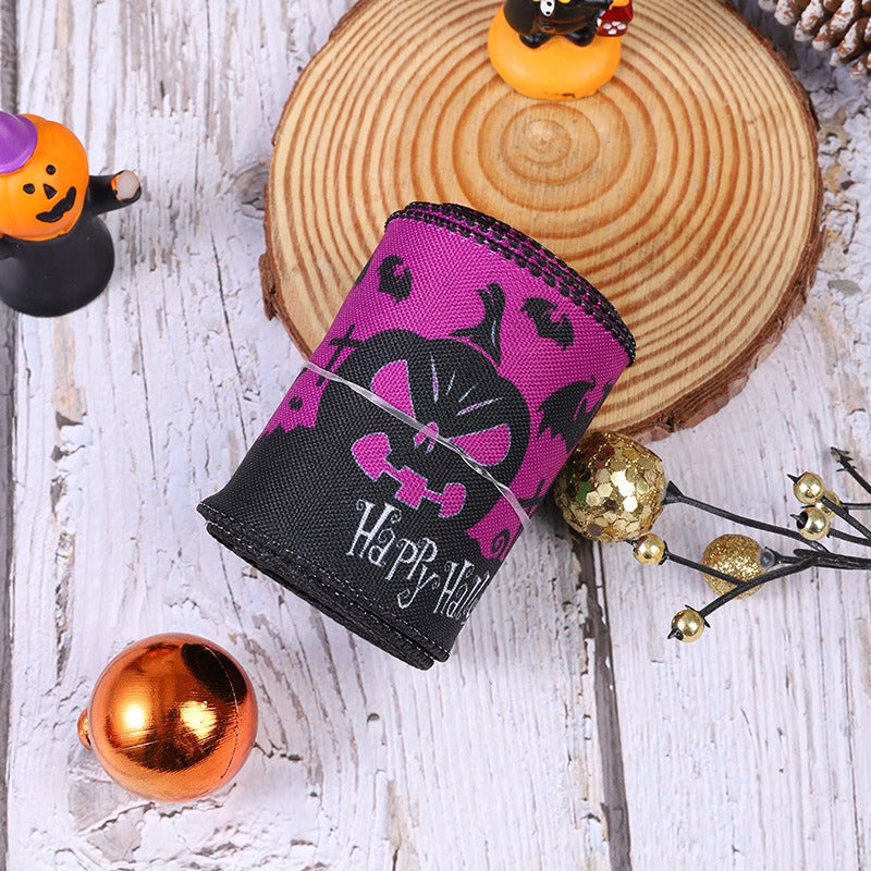 Halloween Decorative Printed Ribbon – 2.5 in x 5YD Spooky Pattern Craft Ribbon for DIY & Party Decor from Mish Mash Market