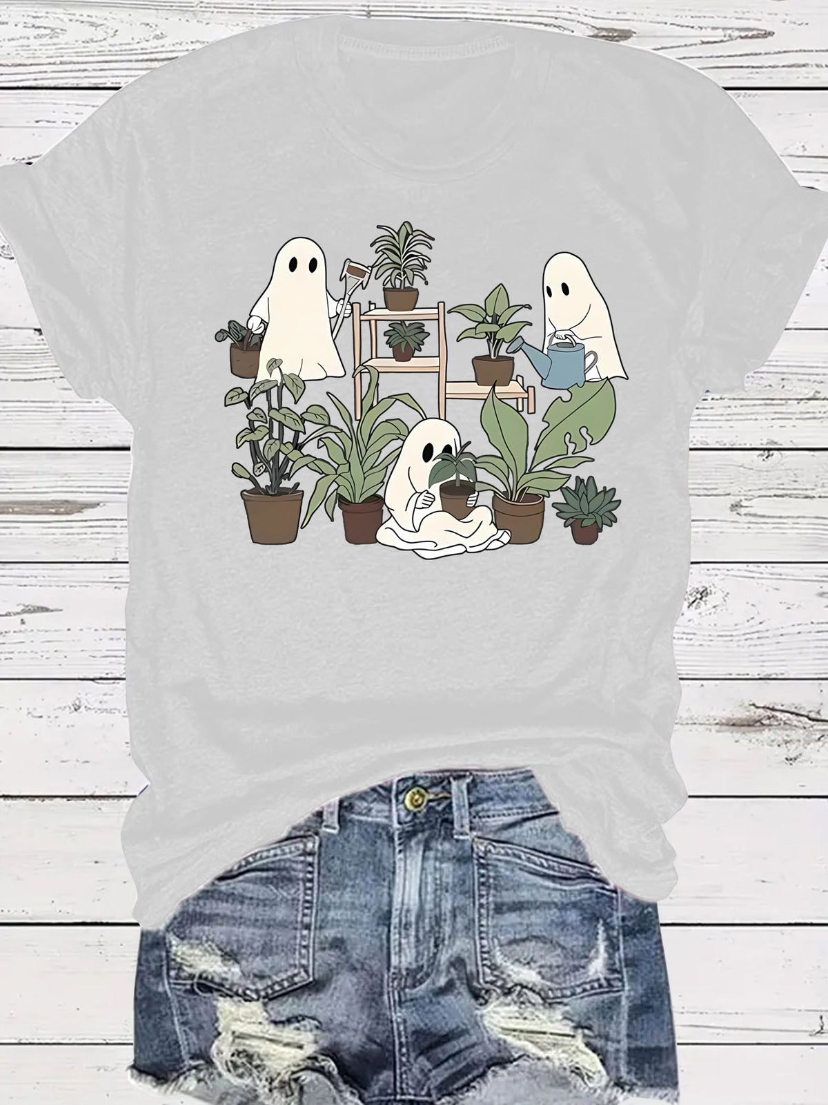 Halloween Cute Spooky Ghost Plant Lover Graphic T-Shirt from Mish Mash Market