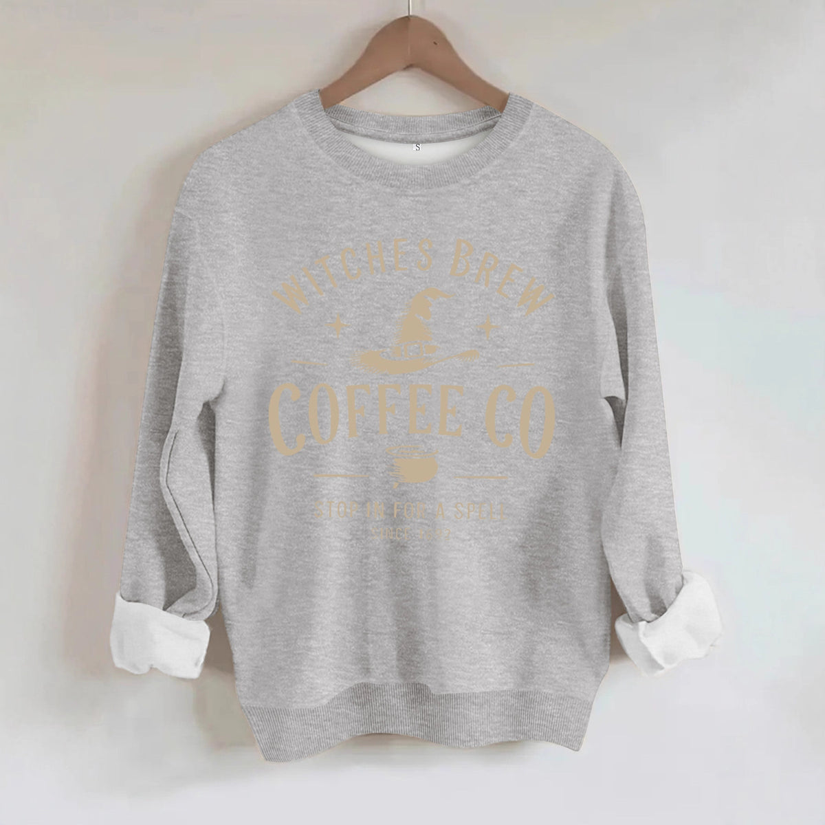 Witch's Brew Coffee Co. Halloween Graphic Sweatshirt - Casual Crewneck Pullover from Mish Mash Market
