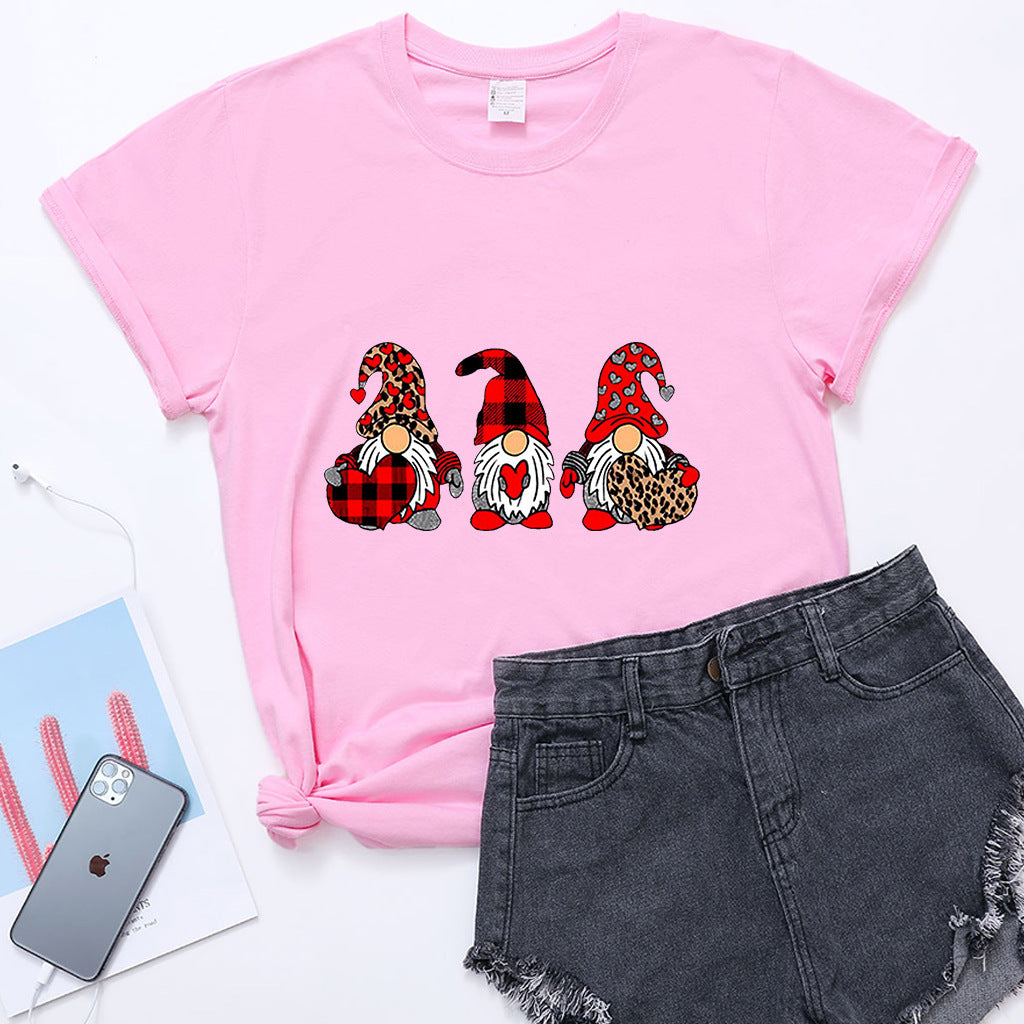 Gnome Graphic T-Shirt for Women – Love Printed Loose Fit Top