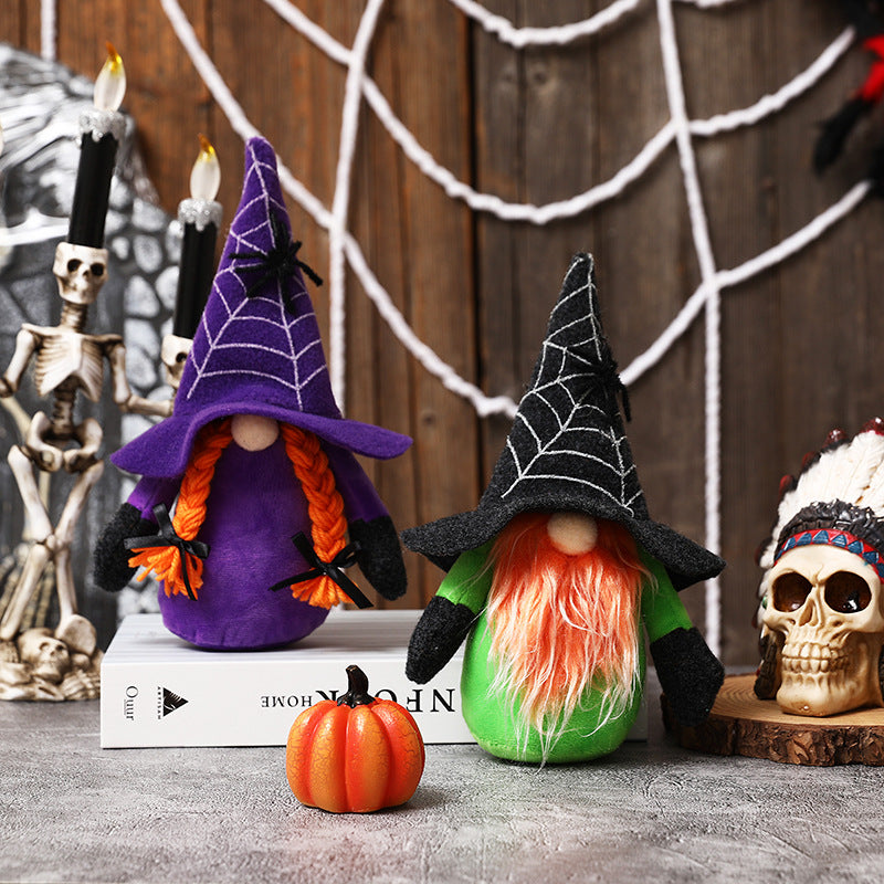 Halloween Spider Web Witch Hat Plush Gnomes