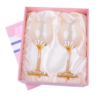 Luxury Hand-Painted Enamel Champagne Goblets - Elegant 2pc Wedding Gift Set from Mish Mash Market