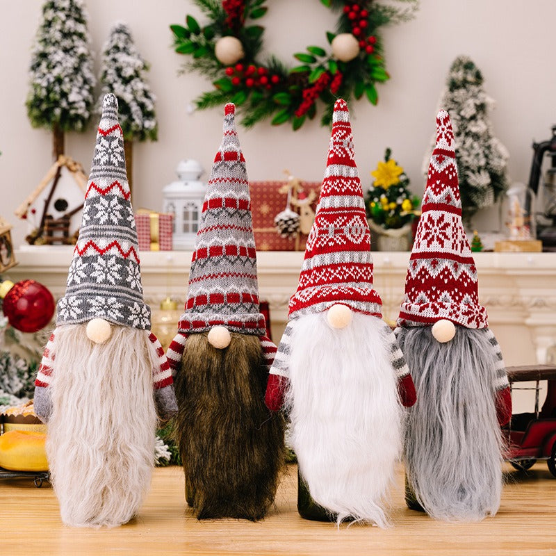 Christmas Gnome Wine Bottle Cover - Long Beard Faceless Gnome Champagne & Wine Bottle Topper Holiday Decoration from Mish Mash Market