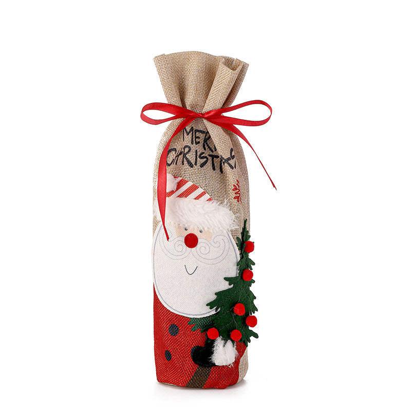 Linen Christmas Wine Bottle Covers