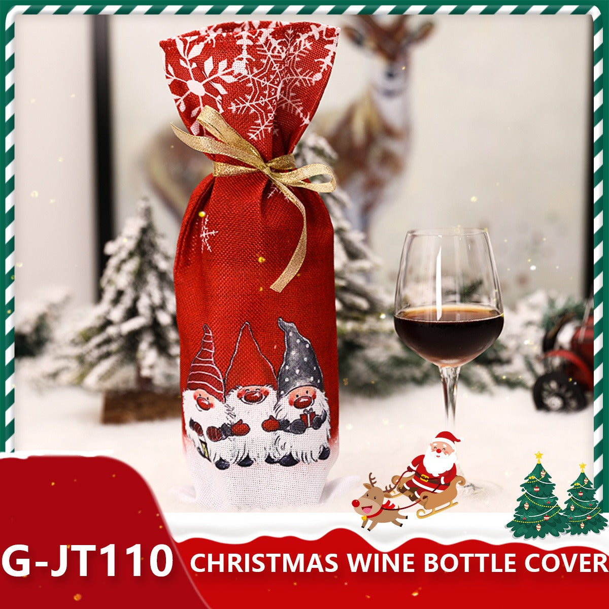 Festive Holiday Wine Bottle Gift Bags - Santa & Winter Themes from Mish Mash Market