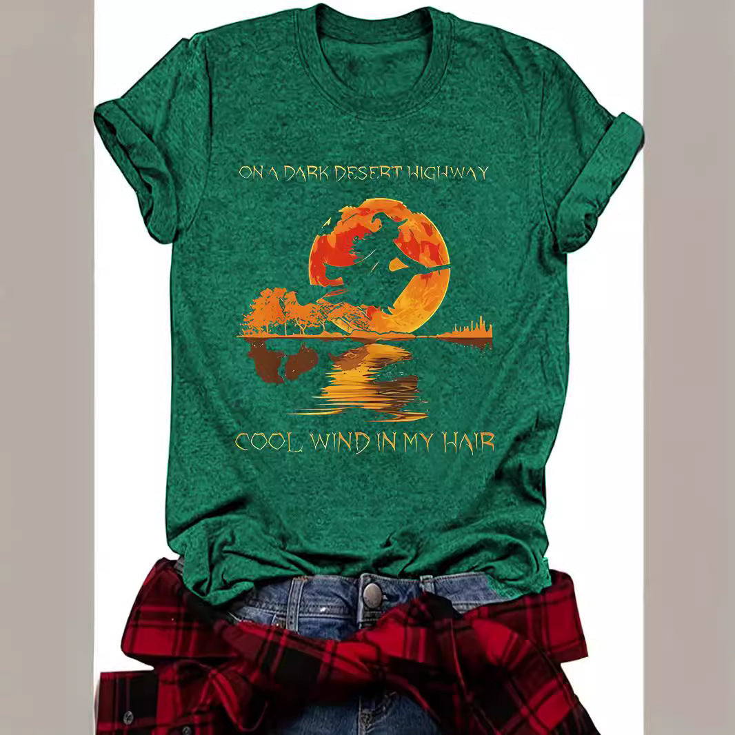 Halloween Witch Graphic T-Shirt - On A Dark Desert Highway from Mish Mash Market