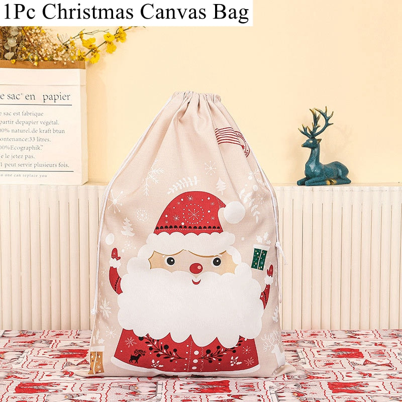 Christmas Canvas Drawstring Gift Bag from Mish Mash Market