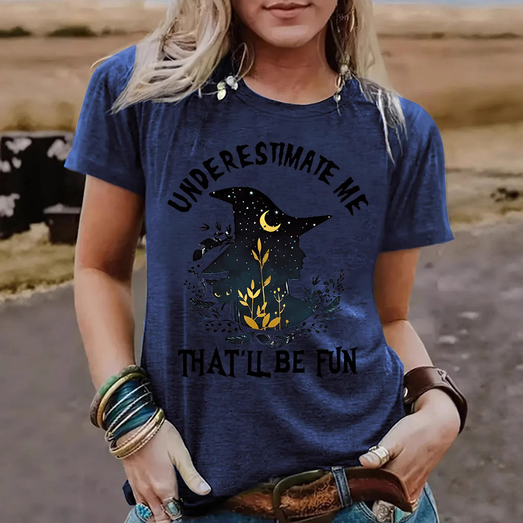Women's Halloween Witch Graphic T-Shirt - Short Sleeve Crew Neck Top from Mish Mash Market