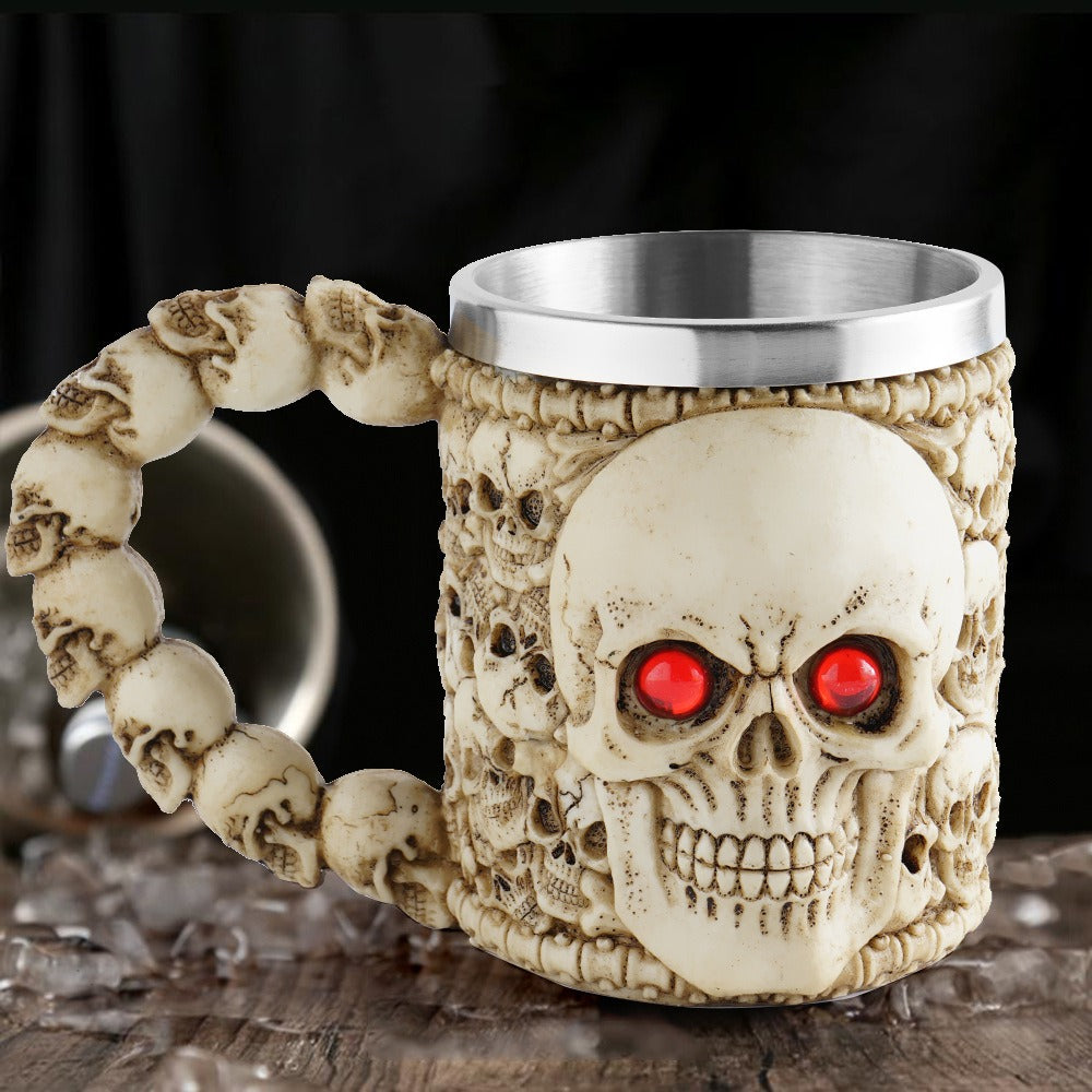 Red-Eyed Skull Resin Mug from Mish Mash Market