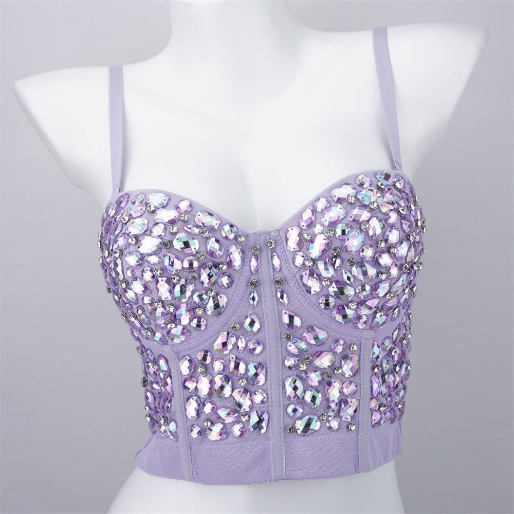 Rhinestone Embellished Bustier Top - Sparkly Carnival & Festival Bralette