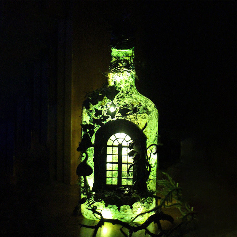 Luminous Ghost Castle Forest Ornament - LED Wine Bottle Decor from Mish Mash Market