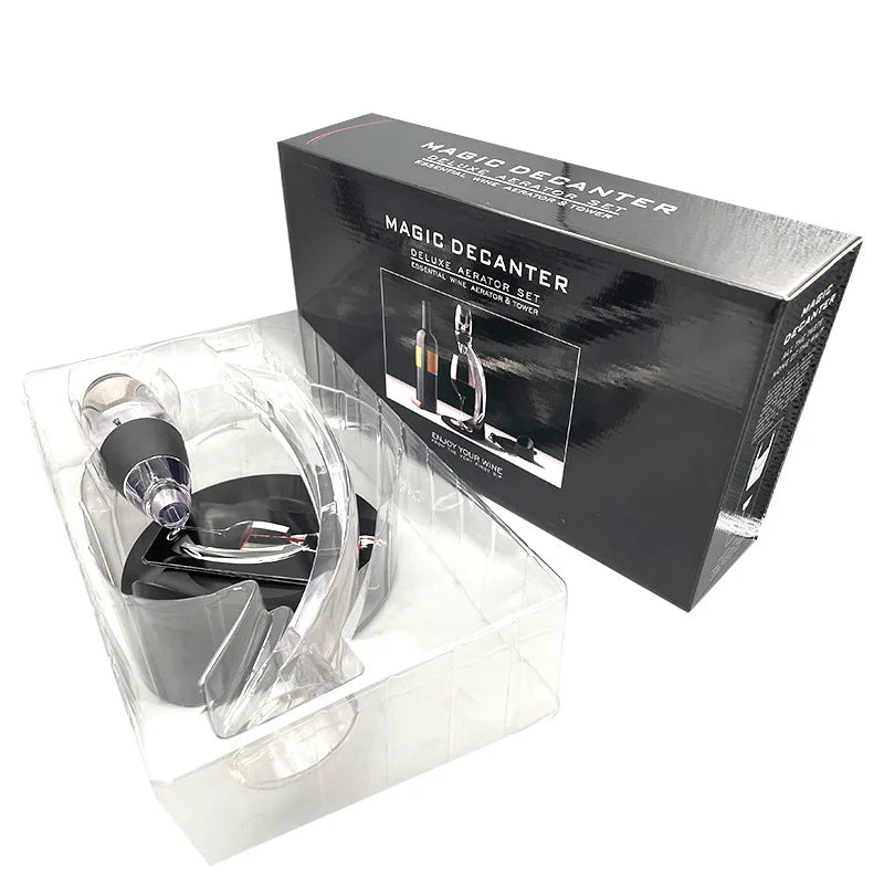 Wine Aerator Decanter & Pourer Set – Instant Aerating Spout with Filter & Stand