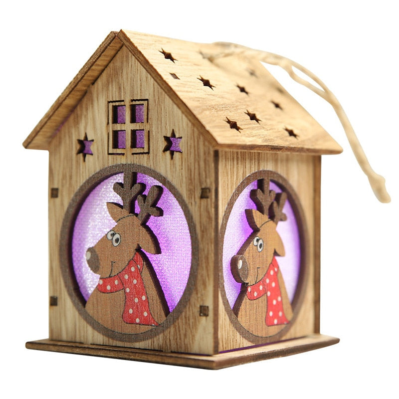 LED Lighted Wooden Christmas Village House Hanging Ornament