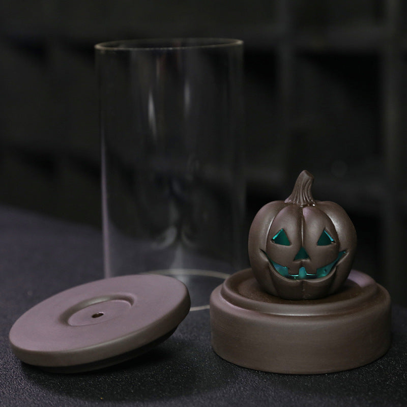 Creative Halloween Pumpkin Backflow Incense Burner with Glass Windshield from Mish Mash Market
