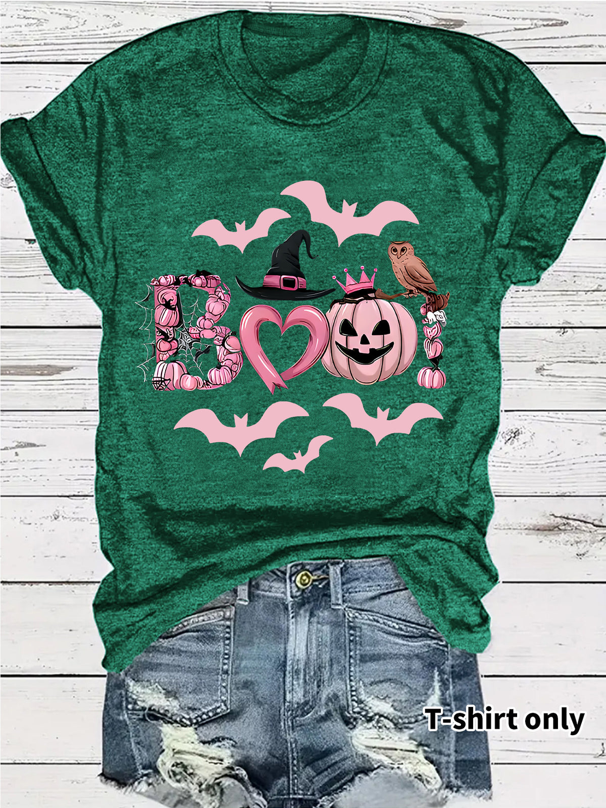 Women's Halloween Boo Graphic Print Short Sleeve T-Shirt from Mish Mash Market