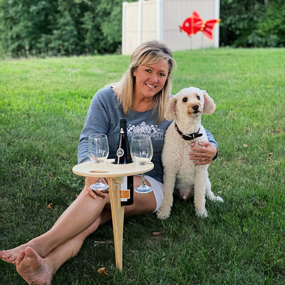 Portable Wooden Outdoor Wine Table from Mish Mash Market