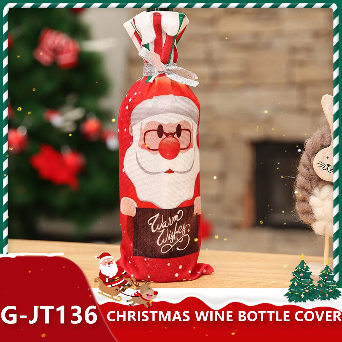 Festive Holiday Wine Bottle Gift Bags - Santa & Winter Themes from Mish Mash Market