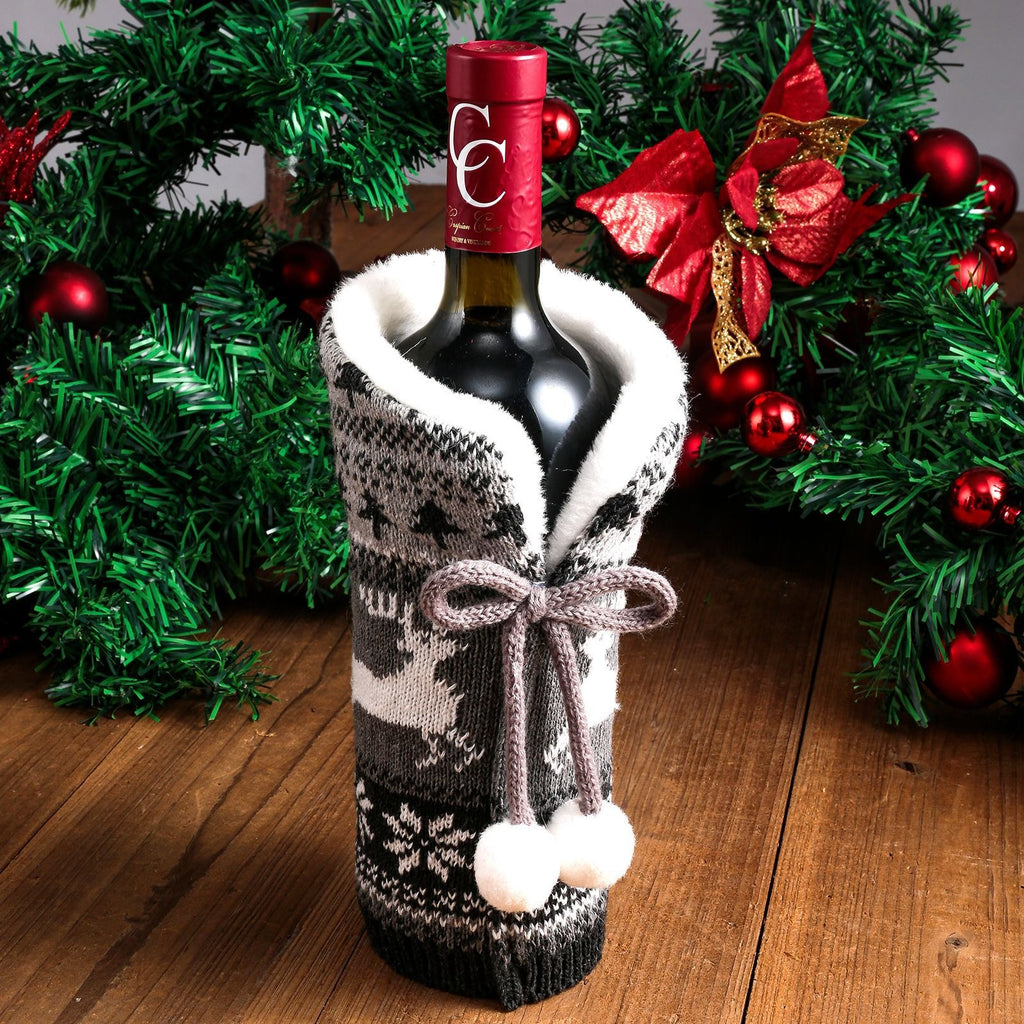 Knitted Holiday Wine Bottle Cover from Mish Mash Market