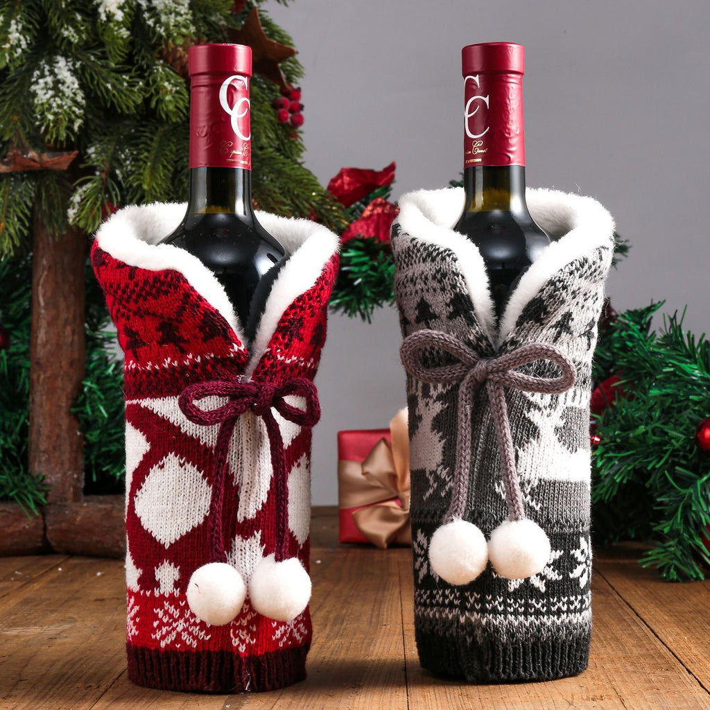 Knitted Holiday Wine Bottle Cover from Mish Mash Market