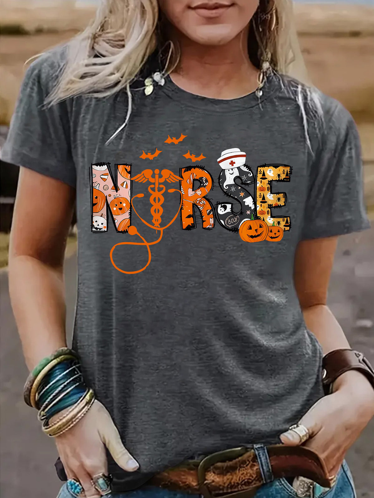 Spooktacular Halloween Nurse Graphic T-Shirt from Mish Mash Market