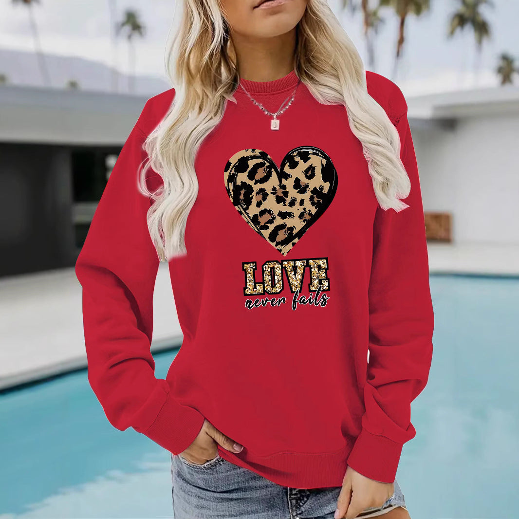 Love Never Fails Leopard Print Hoodie - Aesthetic Women’s Graphic Sweatshirt from Mish Mash Market
