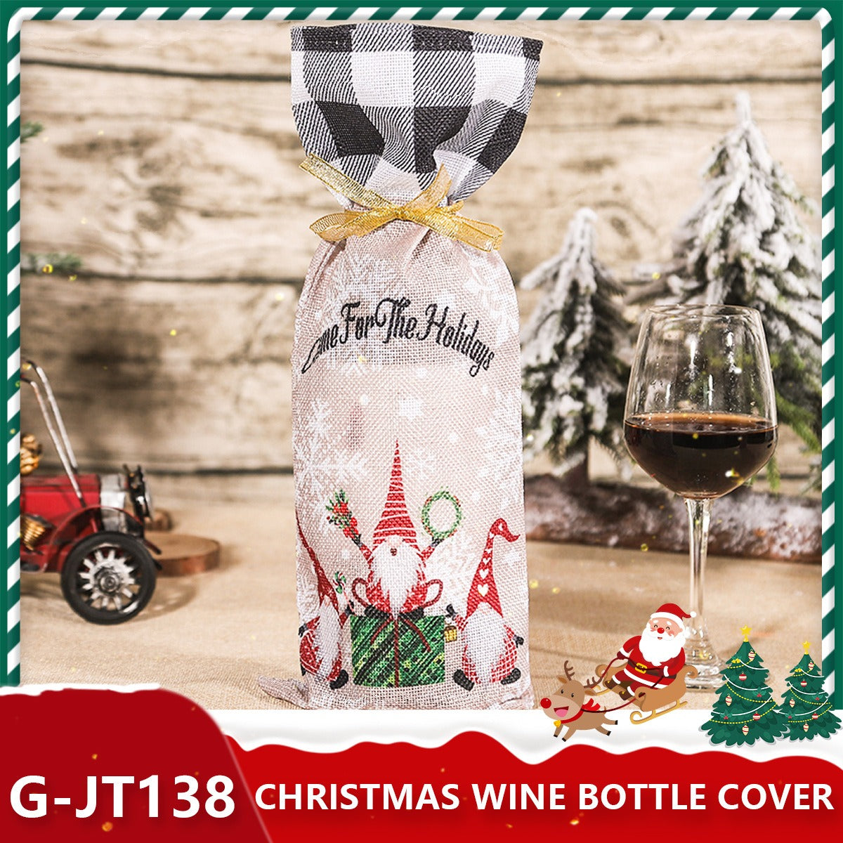 Festive Holiday Wine Bottle Gift Bags - Santa & Winter Themes from Mish Mash Market