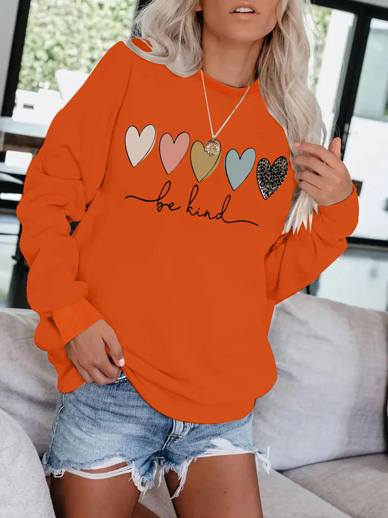Be Kind Leopard Heart Graphic Sweatshirt - Women's Casual Black Pullover from Mish Mash Market