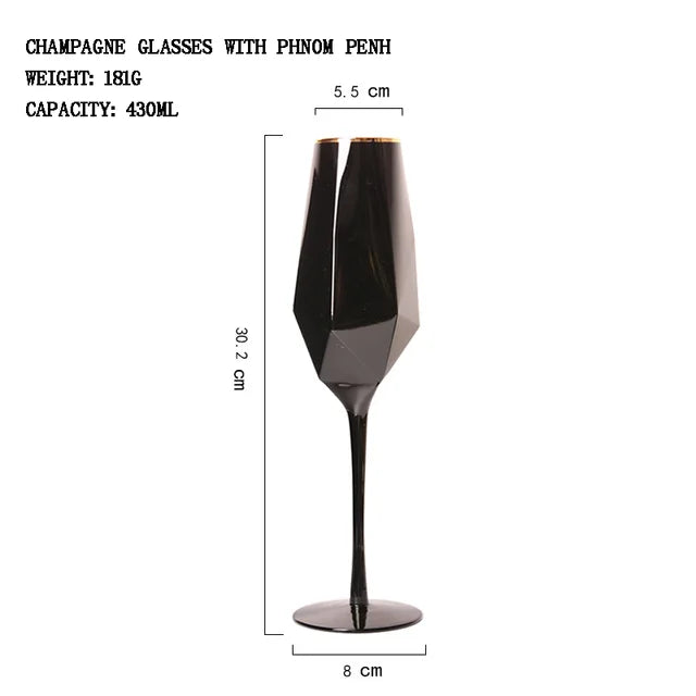Black & Gold Crystal Red Wine Goblets - Luxury Stemware from Mish Mash Market