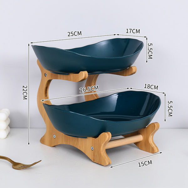 2-Tier Bamboo Fruit Stand with Bowls from Mish Mash Market
