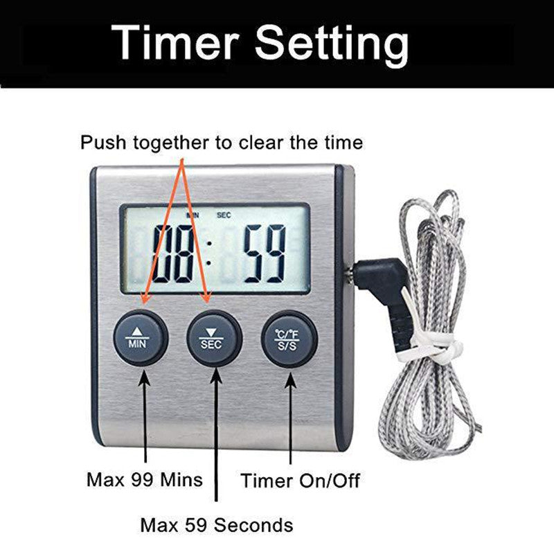 Digital Kitchen Food Thermometer & Programmable Timer