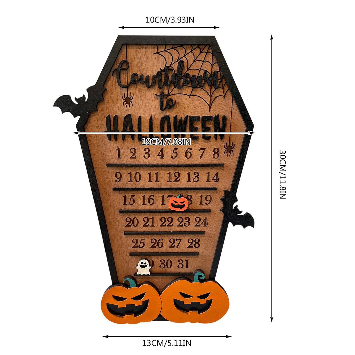 Wooden Halloween Countdown Calendar Tabletop Decoration from Mish Mash Market